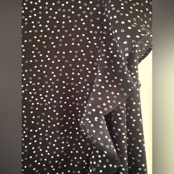 MAX STUDIO Black White Polka Dot Ruffle Sleeve Jumpsuit Wide Leg Cropped - Picture 8 of 12